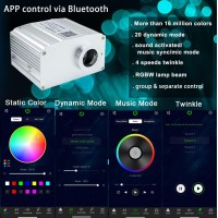 Azimom 10W Twinkle Bluetooth Rgbw Led Fiber Optic Star Ceiling Light Kit 300Pcs 075Mm 98Ft Sensory Music Mode App Remote Contr