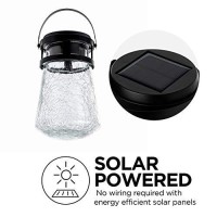 Home Zone Security 2 Packs Solar Crackle Glass Solar Lanterns Light Hanging Outdoor Waterproof 10 Lumens 3000K Decorative Large Crackle Glass Garden Led Lights, No Wiring For Patio Backyard Garden