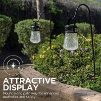 Home Zone Security 2 Packs Solar Crackle Glass Solar Lanterns Light Hanging Outdoor Waterproof 10 Lumens 3000K Decorative Large Crackle Glass Garden Led Lights, No Wiring For Patio Backyard Garden