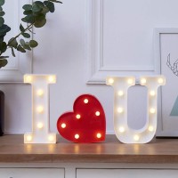 Mumuxi Led Marquee Lights Heart Shaped Led Plastic Light Up Sign For Night Light Wedding Birthday Party Battery Powered Christmas Lamp Home Bar Decoration