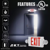 Akt Lighting Emergency Exit Light Adjustable Two Led Head Exit Sign Light Commercial Emergency Exit Lighting Combo With Backu