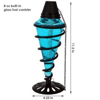 Sunnydaze Swirling Metal With Glass Tabletop Torches, Outdoor Patio And Lawn Torch, Set Of 4, Blue