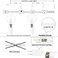 100Ft Patio String Lights G40 Outdoor String Lights With 105 Clear Globe Edison Bulbs5 Spare 5 Watt Globe Bulb String Lights