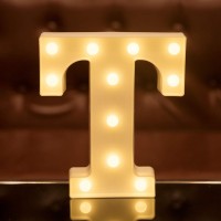 Focux Led Letter Lights Alphabet Light Up Sign For Night Light Home Party Birthday Wedding Bar Decoration (T)