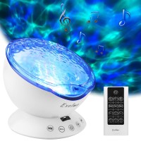 Exelme Night Light Projector Ocean Wave - Sound Machine With Soothing Nature Noise And Relaxing Light Show - Color Changing Wave Light Effects For Kids Adults Bedroom Living Room - White