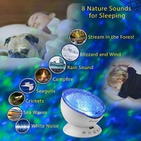 Exelme Night Light Projector Ocean Wave - Sound Machine With Soothing Nature Noise And Relaxing Light Show - Color Changing Wave Light Effects For Kids Adults Bedroom Living Room - White