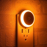 Amber Night Light, Smart Light Sensor, Led Night Light Plug Into Wall, Diffused Light, Energy Efficient, For Bedroom, Bathroom, Kitchen, Hallway, Stairs, Kids Room, Amber, 2 Pack