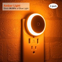 Amber Night Light, Smart Light Sensor, Led Night Light Plug Into Wall, Diffused Light, Energy Efficient, For Bedroom, Bathroom, Kitchen, Hallway, Stairs, Kids Room, Amber, 2 Pack