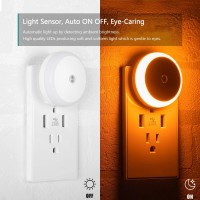 Amber Night Light, Smart Light Sensor, Led Night Light Plug Into Wall, Diffused Light, Energy Efficient, For Bedroom, Bathroom, Kitchen, Hallway, Stairs, Kids Room, Amber, 2 Pack