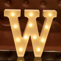 Focux Led Letter Lights Alphabet Light Up Sign For Night Light Home Party Birthday Wedding Bar Decoration (W)