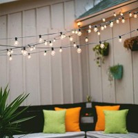 Upook Outdoor String Lights G40 Globe Patio Lights 50 Ft 55 Clear Bulbs (5 Spare) Indoor Commercial Decor Outdoor Lights Connectable Waterproof For Christmas Party Bistro Garden Porch Deck, Black�