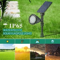 Osord Solar Spot Lights Outdoor, Bright Solar Landscape Spotlights Waterproof 18Led 2-In-1 Solar Flag Light Adjustable Auto On/Off Solar Powered Uplights For Flag Pole Garden Yard 1Pack (Cool White)