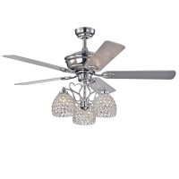 Warehouse Of Tiffany Cfl-8419Remo/Ch Boffen 52-Inch 3 Crystal Cup Shades (Includes Remote And Light Kit) Ceiling Fan, Silver