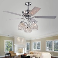 Warehouse Of Tiffany Cfl-8419Remo/Ch Boffen 52-Inch 3 Crystal Cup Shades (Includes Remote And Light Kit) Ceiling Fan, Silver