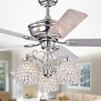 Warehouse Of Tiffany Cfl-8419Remo/Ch Boffen 52-Inch 3 Crystal Cup Shades (Includes Remote And Light Kit) Ceiling Fan, Silver