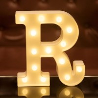 Focux Led Letter Lights Alphabet Light Up Sign For Night Light Home Party Birthday Wedding Bar Decoration (R)