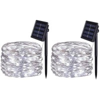 Bolweo Cool White Solar Fairy Lights, Solar String Lights 16.4Ft 50Led Waterproof Wire Lighting For Indoor Outdoor Christmas Tree Halloween Diwali Home Garden Decoration