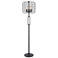 65H Black Industrial Wire Cage Floor Lamp W Edison Bulb(1Pcscnt)(4882468)(D0102H57C1J)