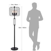 65H Black Industrial Wire Cage Floor Lamp W Edison Bulb(1Pcscnt)(4882468)(D0102H57C1J)