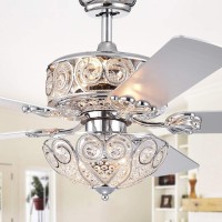 Warehouse Of Tiffany Cfl8370Remoch Catalina Chromefinish 5Blade 52Inch Crystal Includes Remote And Light Kit Ceiling Fan