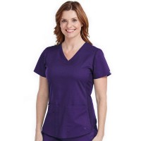 Med Couture Womens Touch Collection V-Neck Shirttail Hem Kerri Scrub Top, Grape, Small