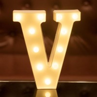 Focux Led Letter Lights Alphabet Light Up Sign For Night Light Home Party Birthday Wedding Bar Decoration (V)