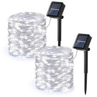 Brizled Outdoor Solar Fairy Lights 2 Pack, Total 132Ft 400 Led Solar String Lights, 8 Modes Solar Christmas Lights With Memory Waterproof Outside Twinkle Lights For Indoor Wedding Party Cool White