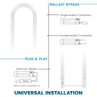 Luxrite U Bend Led Tube Light, T8 T12, 18W (32W Equivalent), 5000K Bright White, 2200 Lumens, Fluorescent Light Tube Replacement, Direct Or Ballast Bypass, Dlc And Etl Listed, G13 Base (4 Pack)