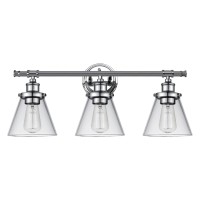 Globe Electric 51445 Parker 3-Light Vanity Light, Chrome, Clear Glass Shades, Bulb Not Included