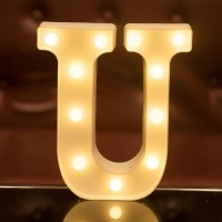 Focux Led Letter Lights Alphabet Light Up Sign For Night Light Home Party Birthday Wedding Bar Decoration (U)