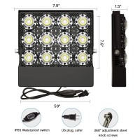 Sansi 60-70W (500W Equiv.) Outdoor Led Security Flood Light With Plug, Daylight 5700K, Super Bright 7000Lm, Ip66 Waterproof