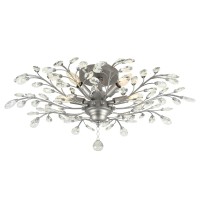 Seollight Frozen Crystal Branch Close To Ceiling Light Silvery Grey Flush Mount Light Fixture With 5 Light 200W For Bedroom Ent