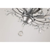 Seollight Frozen Crystal Branch Close To Ceiling Light Silvery Grey Flush Mount Light Fixture With 5 Light 200W For Bedroom Ent