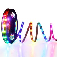 Alitove Ws2812B Led Strip, 5Mm Width Super Narrow Rgb Addressable Led Light Strip 6.6Ft 120 Leds Programmable Dream Color Digital Led Pixel Rope Light 5V For Home Theater Bedroom Bar Decor Lighting