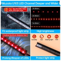 Muzata 10Pack 1813MM 1M33ft Black Aluminum LED Channel System and Cover for LED Strip Lights UShape Aluminum Profile with All Accessories for Easy Installation