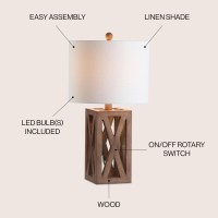 Jonathan Y Jyl1062A Stewart 215 Wood Led Table Lamp Industrial French Country Rustic Bedside Desk Nightstand Lamp For Bedroom