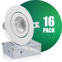 Qplus 4Inch Eyeball Gimbal Led Recessed Light With Junction Box, Ultra Thin Dimmable Swivel Adjustable Downlight, Canless Ceiling Light 10 Watts, 750Lm, Etl Listed (3000K Warm White, 16 Pack)