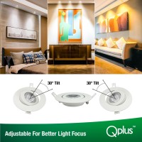 Qplus 4Inch Eyeball Gimbal Led Recessed Light With Junction Box, Ultra Thin Dimmable Swivel Adjustable Downlight, Canless Ceiling Light 10 Watts, 750Lm, Etl Listed (3000K Warm White, 16 Pack)