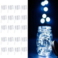 Haosee 20 Pack Fairy Lights Battery Operated,3.3Ft 20 Led Silver Wire Cool White Firefly Lights Mason Jar Lights,Mini Led String Lights For Wedding Mason Jars Party Diy Christmas Decorations