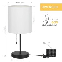 Haitral Modern Desk Lamp- Small Bedside Table Lamp With Pull Chain Metal Base, Classic Nightstand Lamp For Bedroom, Office, Living Room, College Dorm