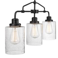 Globe Electric 60490 Annecy Pendant, Dark Bronze With Seeded Glass, Bulb Not Included