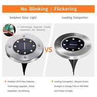 Andyken Solar Ground Lights Outdoor - Solar Disk Lights Color Changing Upgrade 8 Led Solar Garden Lights Waterproof Solar Landscape Lighting For Lawn Patio Yard Walkway Driveway (4 Pack)