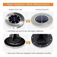 Andyken Solar Ground Lights Outdoor - Solar Disk Lights Color Changing Upgrade 8 Led Solar Garden Lights Waterproof Solar Landscape Lighting For Lawn Patio Yard Walkway Driveway (4 Pack)