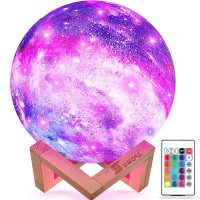 Segoal Moon Lamp Kids Night Light, 59 Inch Galaxy Lamp 16 Colors Led 3D Star Moon Light With Wood Stand, Touch & Remote Control & Usb Rechargeable, Birthday Gift For Baby, Children, Girls, Boys