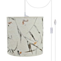 Aspen Creative 71223-21 One Plug-In Swag Conversion Kit Pendant Light With Transitional Drum Fabric Lamp Shade, 8