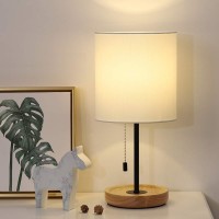 Wood Desk Lamp, Nightstand Table Lamp With White Fabric Shade, Modern Bedside Lamp For Bedroom, End Table, Farmhouse, Guestroom, College Dorm, Coffee Table