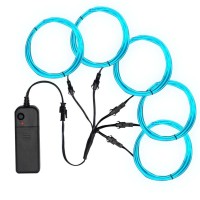 Zitrades El Wire Kit 5 By 1M, Portable Neon Lights For Parties, Electric Forest, Halloween, Blacklight Run, Diy Decoration, Christmas (Ice Blue)