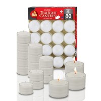 Ner Mitzvah Long Lasting Tealight Candles - 6 Hours - White In Clear Cups - Unscented - 80 Pack - Made In Eu