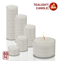 Ner Mitzvah Long Lasting Tealight Candles - 6 Hours - White In Clear Cups - Unscented - 80 Pack - Made In Eu