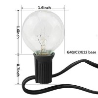 Romasaty 25Ft String Lights, G40 Outdoor String Lights Edison Light Bulbs Clear Globe Lights For Backyard Patio Lights Indoor/Outdoor Commercial Decoration -5 Watt/120 Voltage/E12 Base -Black Wire